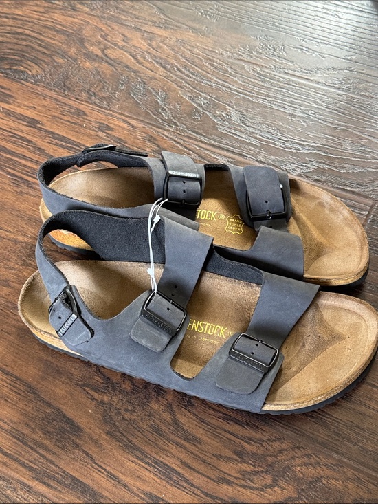 Birkenstock Men\'s Charcoal Two-Strap Nubuck Sandals main image 13